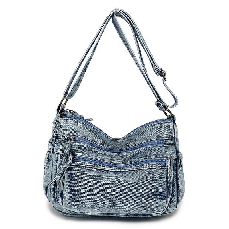 Retro Denim Single Shoulder Crossbody Bag - Large Capacity, Casual & Trendy