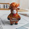 Halloween & Christmas Highland Cow Ornament Cute Resin Farmhouse Animal Figurine Funny Decorative Cow Statue Tabletop Home Decor