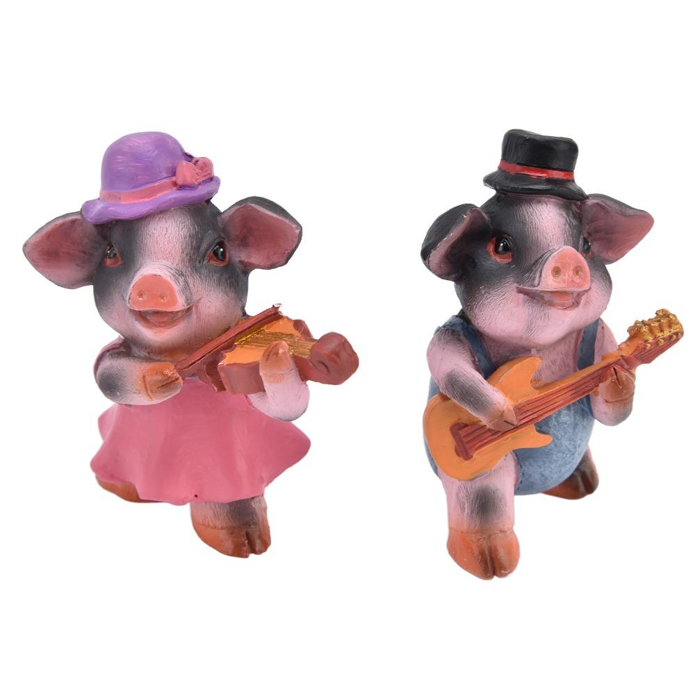 4Pcs music pigs Pig Ornaments Cute Pig Pig Decor Exquisite Pig Statue Home