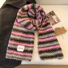 Fair Island Striped Knitted Scarf Women's New Winter Thickened Warm Soft Waxy Couple Shawl Wool Scarf