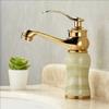Rose Gold Luxury Bathroom Basin Faucet Single Handle Vanity Sink Mixer water Taps Brass Natural Jade Basin Sink Faucet Chrome