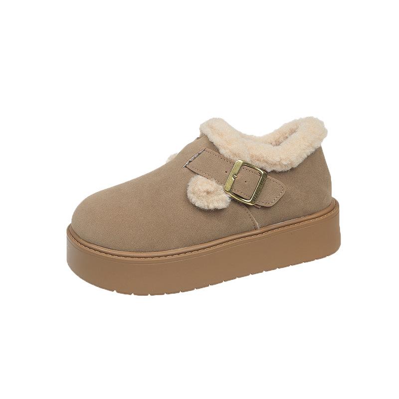 2025 winter thick plush warm cotton shoes plush cotton shoes one pedal suede plush shoes platform cotton shoes