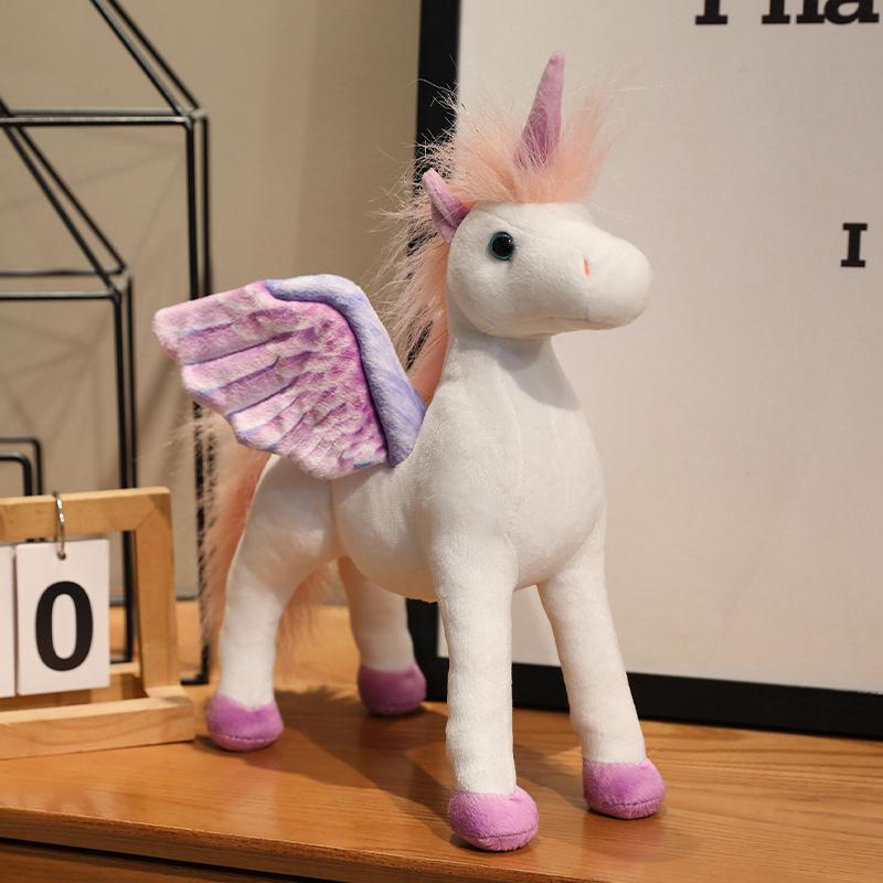 

25/35cm Cartoon Humorous Colorful Flying Horse Plush Doll Dream Large Wings Unicorn Animal Stuffed Toy Home Decor Present Designed For Boys Girls about 25cm