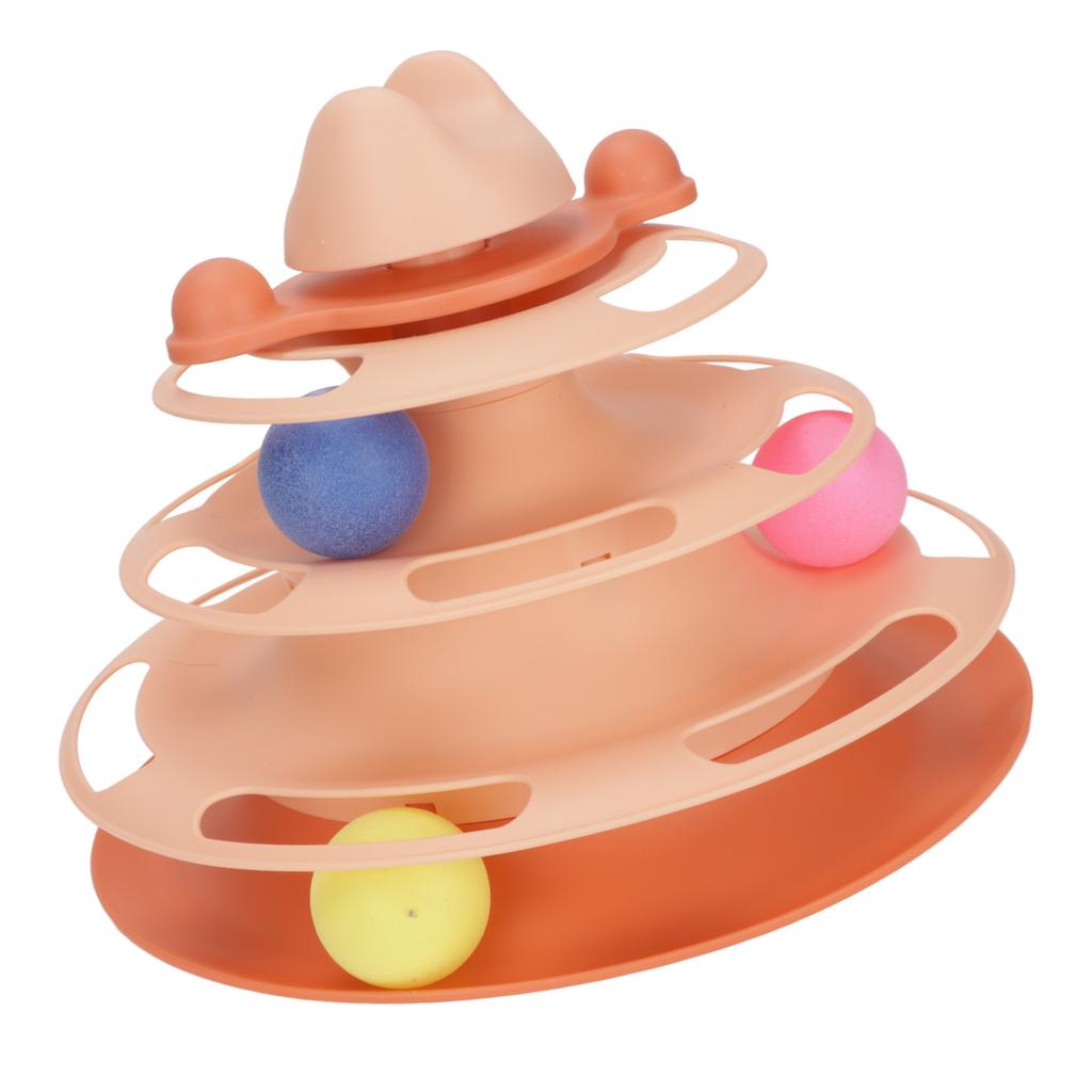 Cat Turntable 4 Level Detachable Prevent Scratches Interactive Cat Tracks Toy for Pets CatsOrange