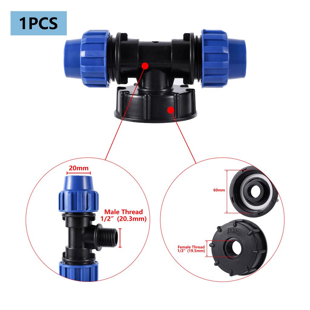 IBC Tank Fitting 20/25/32mm S60 IBC Tank Reducer Tee to Garden Irrigation Watering Adapter Garden Water Connector