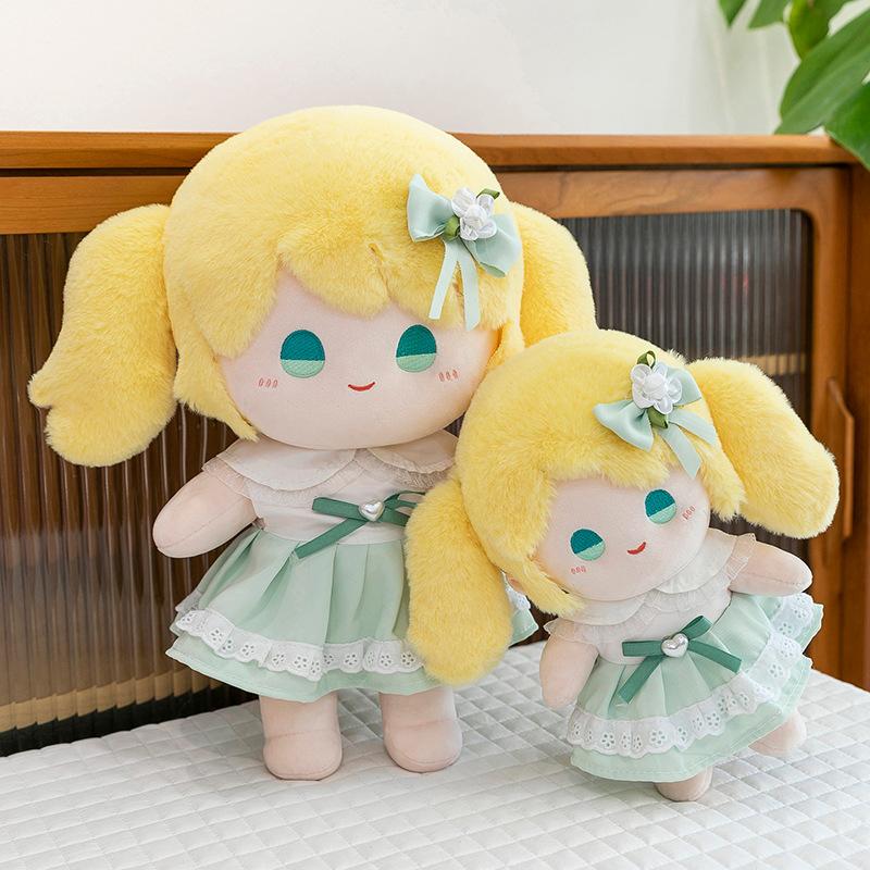 Little Girl Wearing A Skirt Cotton Doll Girl Sleeping Comfort Hug Cloth Doll Girl Heart Birthday Gift