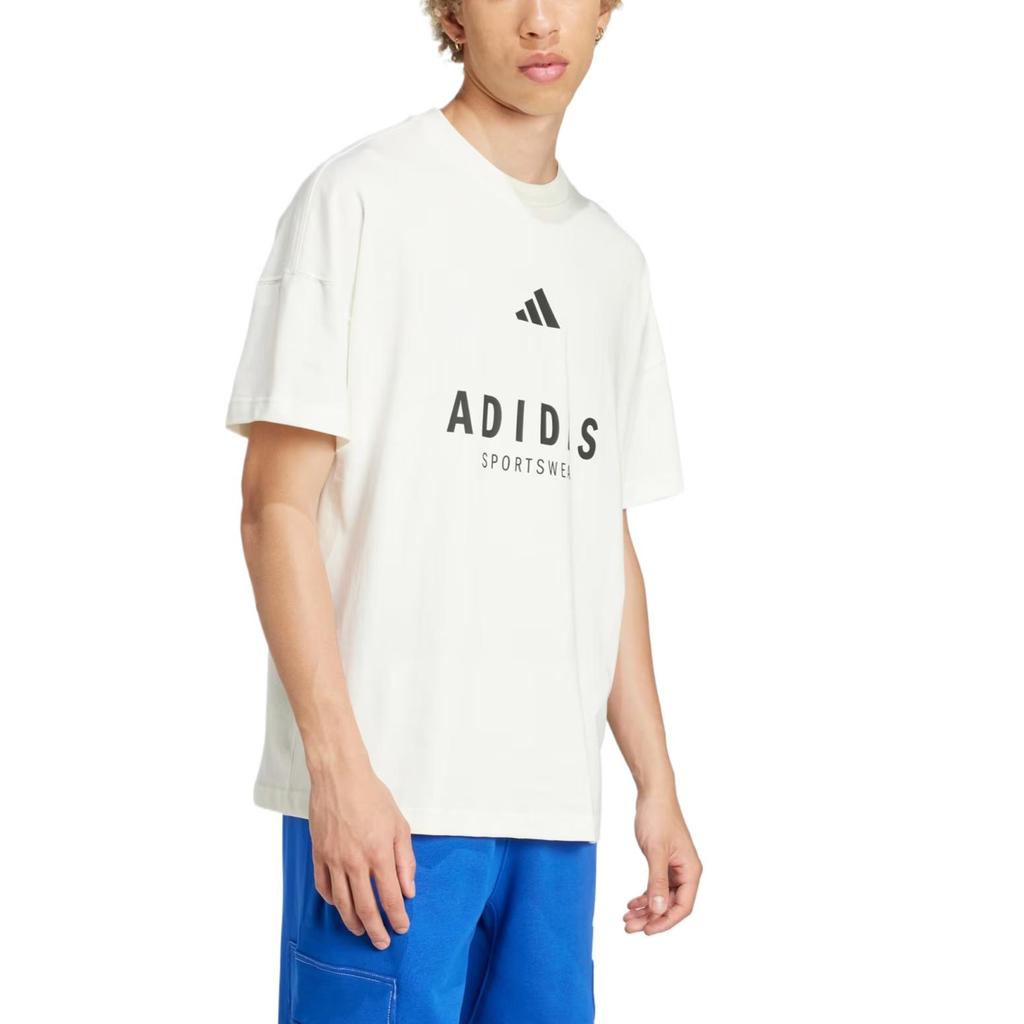 adidas All Season Soft Skin Fashion Comfortable Short Sleeve T-Shirt Men Tops Off-White JJ3660