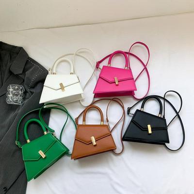 Fashionable Pure Color Lock Buckle Handbag Commuter Single Shoulder Crossbody Small Square Bag for Summer CLE