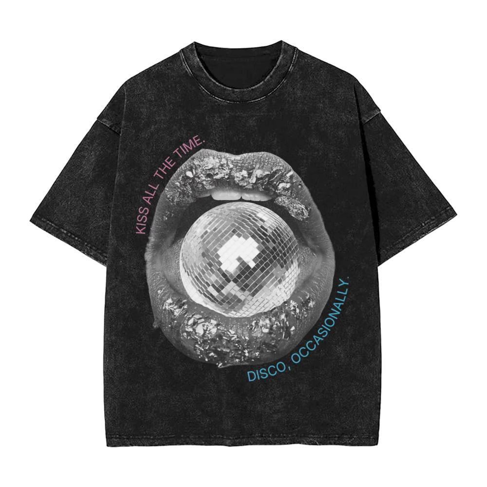 Harrys Styles Kiss All The Time Disco Occasionally T Shirts Washed 100 Cotton Oversize TShirt Aperture Men Women Printed Tees
