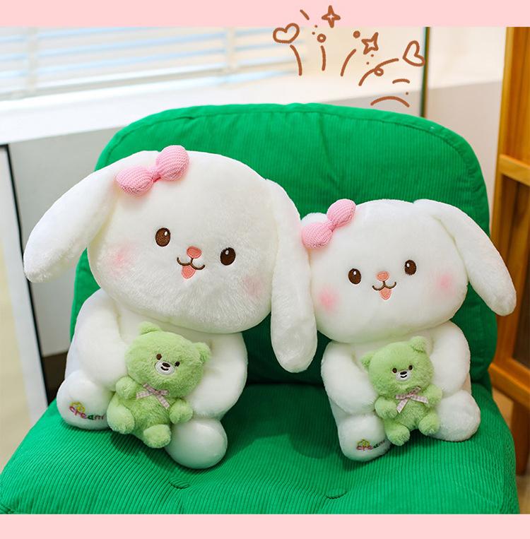 Non-Toxic Kawaii Bunny Bear Plush Toy Cute Rabbit Plush Toy Stuffed Animals Pillows Kids Birthday Christmas Gift For Children Valentine'S Day