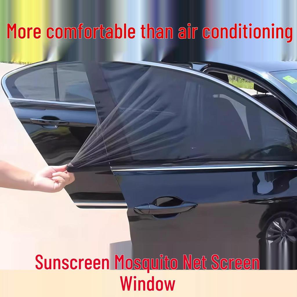Car Window Mosquito Net Sunshade: Breathable, Mosquito-Proof, Heat Insulation, Privacy Blackout, Universal Fit.
