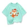 New Cute Cartoon Fox Printed Christmas Children's Gift T-shirt Summer Children's Short Sleeve Printed T-shirt  Kids Tops Clothes