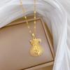 Full Diamond Money Bag Lucky Bag Light Luxury Temperament Gorgeous Full Diamond Necklace Female Versatile Collarbone Chain Titanium Steel Chain