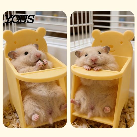 Pet Dinner Plate Design Hamster Dining Chair, 3D Printed Mini Seat, Cute Clean Feeding Area For Pets Furniture for Sugar Glider, Rat Cage Decor