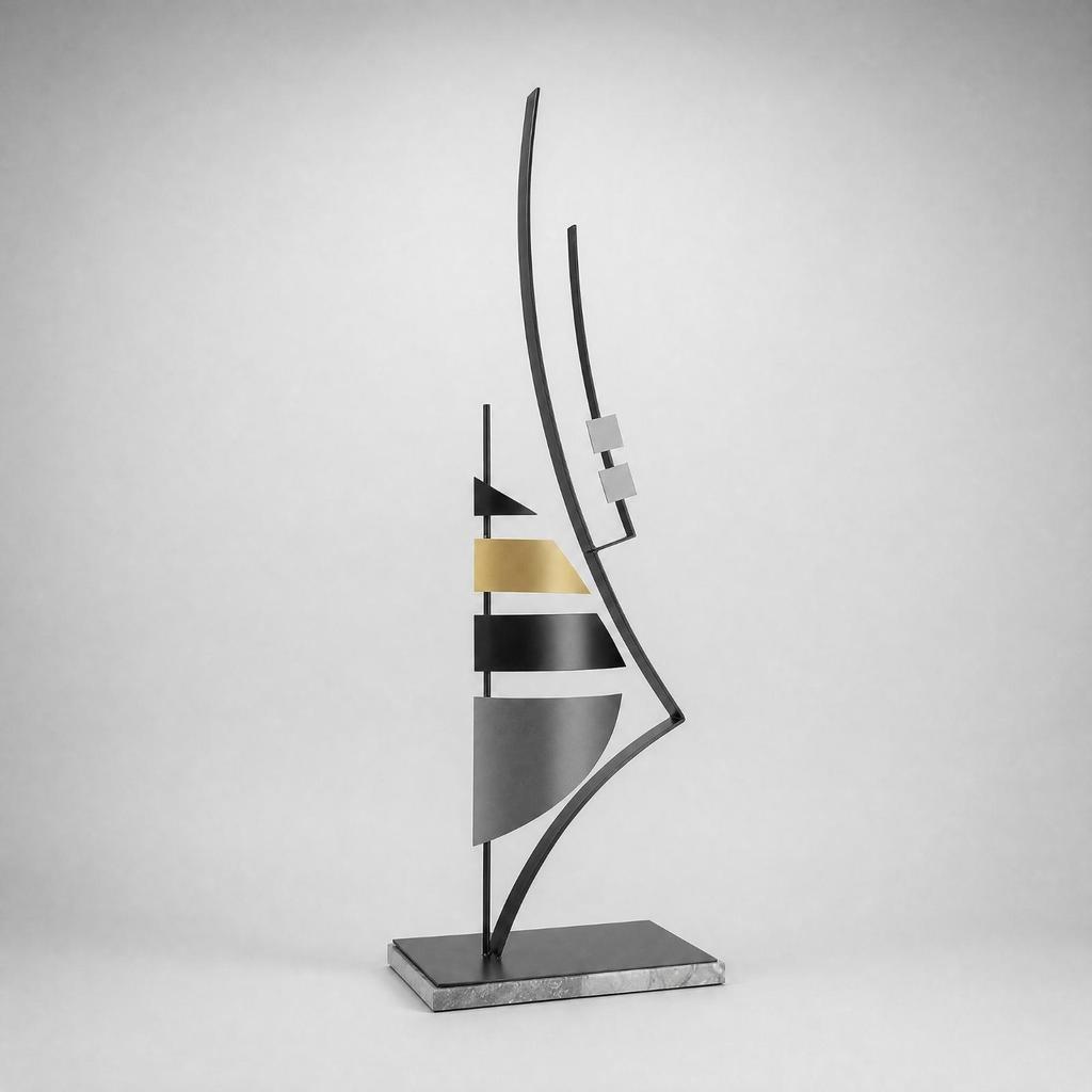 Iron Sailboat Ornament with Base Contemporary Abstract Decor Minimalist