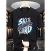 Men'S Skateboard Graphic T-Shirt , Casual Summer Tee for Skate Park, Streetwear - Breathable Round Neck Short Sleeve Shirt (Sizes)
