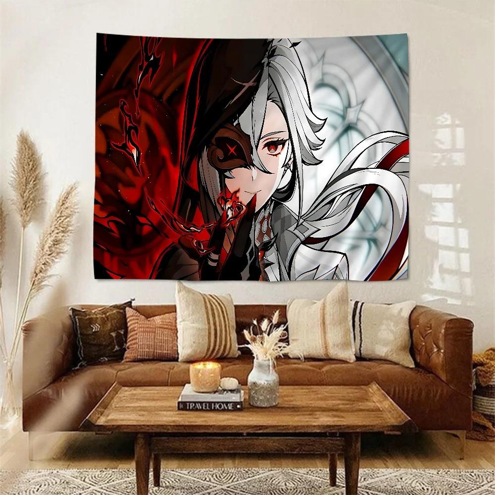 Genshin Impact Arlecchino Living Room Wallpaper Tapestry Home Dormitory Decoration Wallpaper Art Decoration