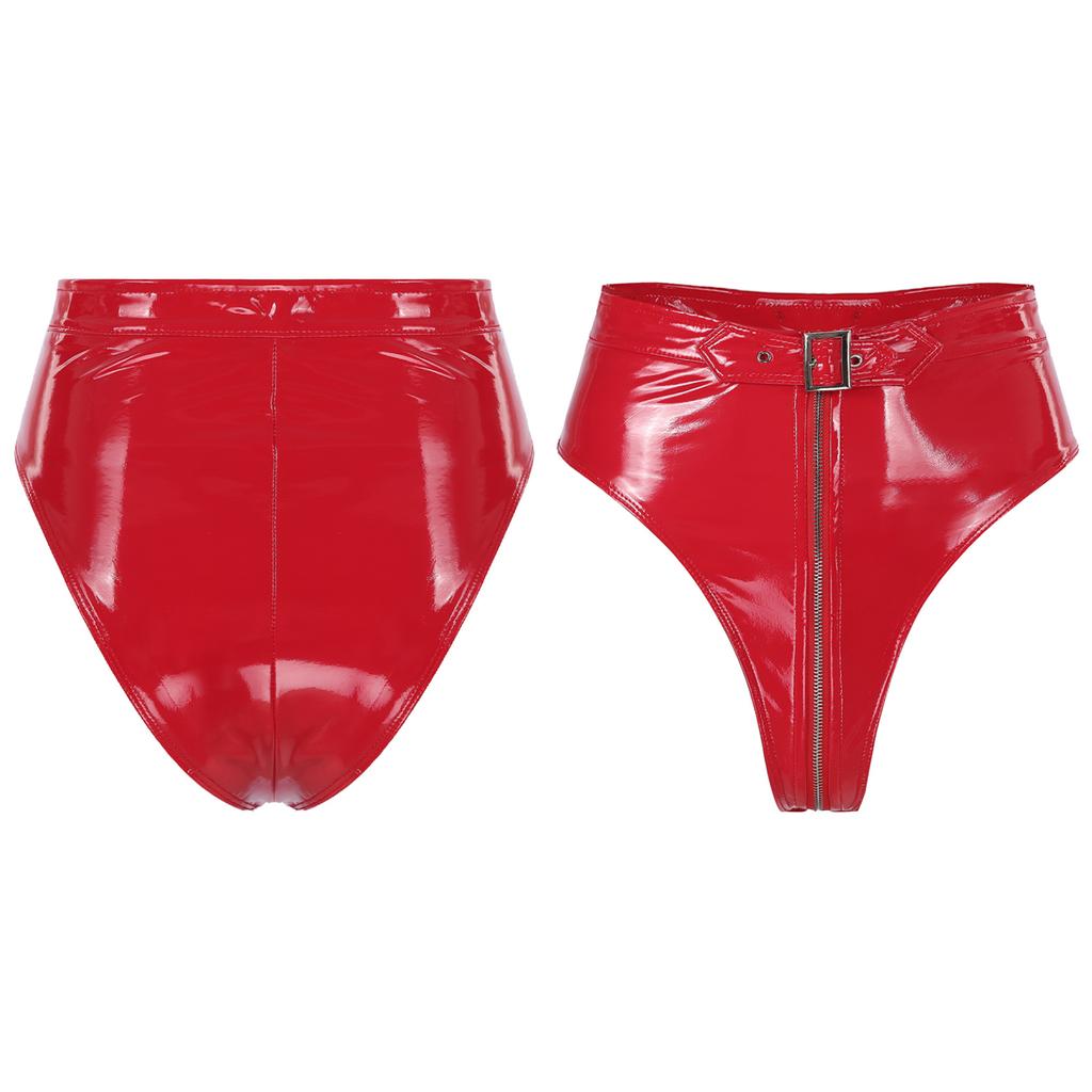 Kobiety wyglądające na mokre majtki lateksowe skórzane pvc spodenki lateksowe seksowna bielizna zamek krocza figi erotyczne seksowna bielizna majtki Clubwear