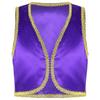 Boys Arabian Prince Costume Open Front Vest and Satin Bloomers Pants Set Halloween Theme Party Outfit