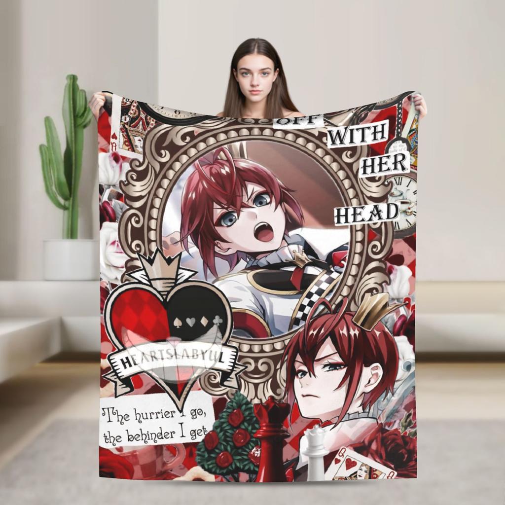 Twisted Wonderland Yuu Grim Koc TWST Gra rytmiczna Wełniany Nowość Oddychające Kocy do rzucania na pościel Salon Zima Samochód