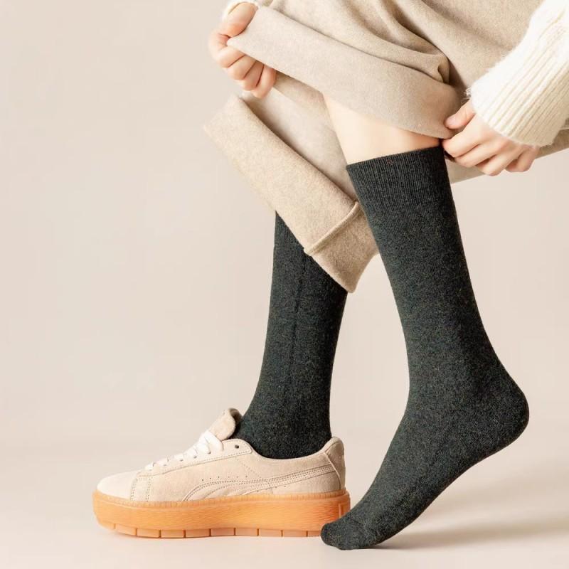 Womens Warm Wool Blend Knee-High Socks Winter Thick Fleece-Lined Casual Cold Weather