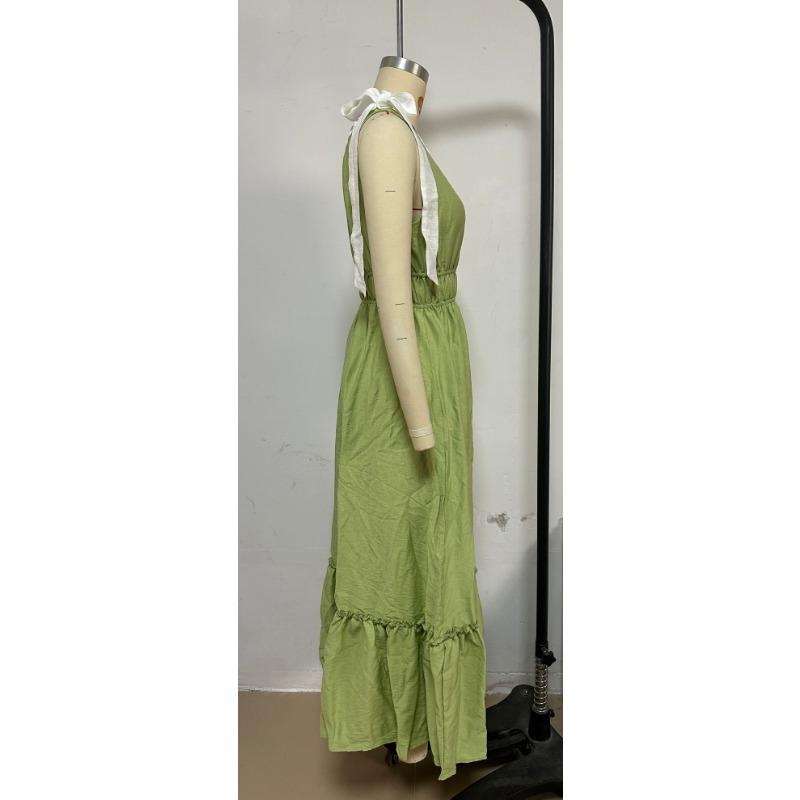 Women's Summer Fashion Casual Lace-up Solid Color Dress