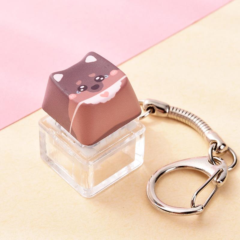 Cute Cat Dog Pendant Stress-Relief Fidget Keychain Mechanical Keyboard Keychain Dog-Themed Clicker Fidget For Backpack Study