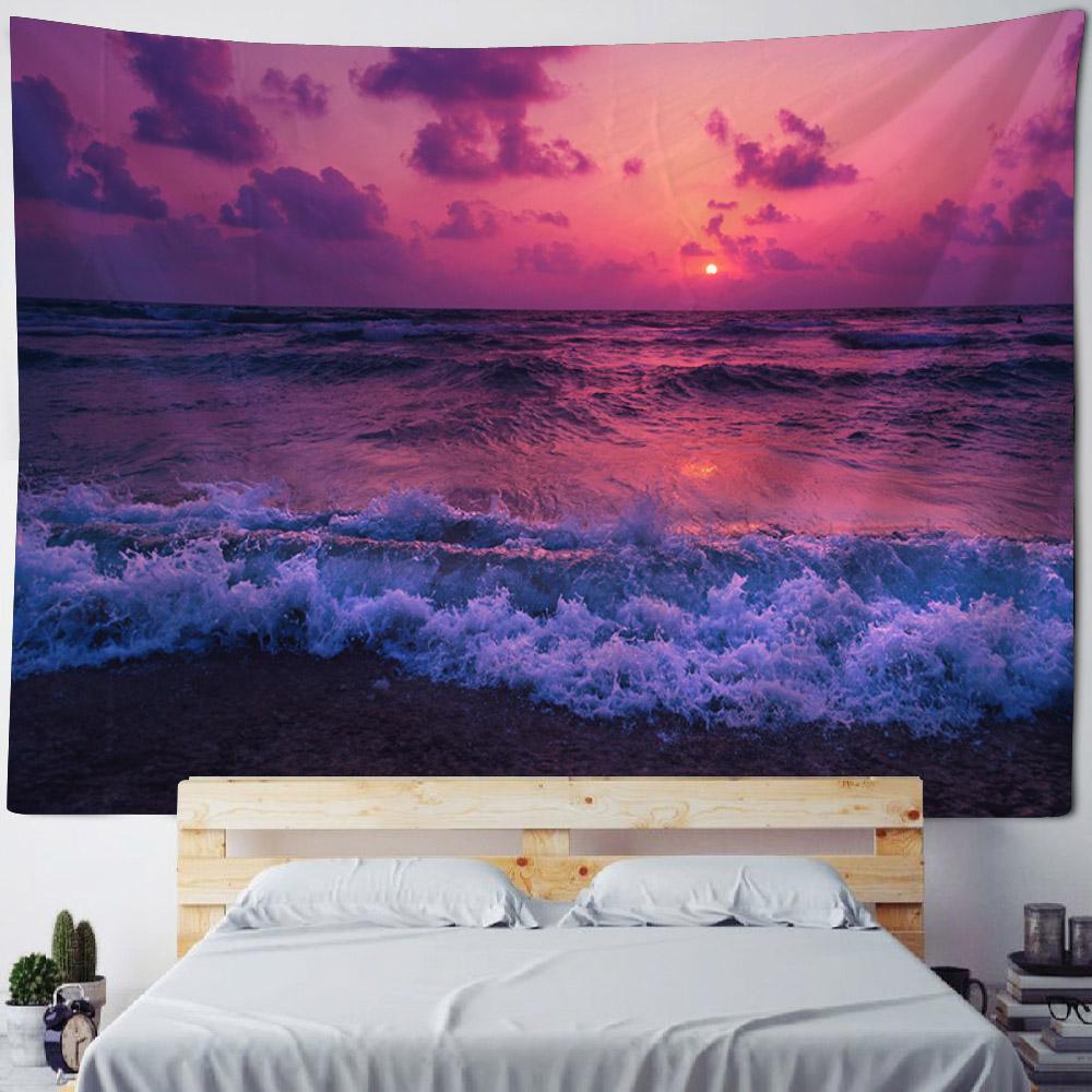 Bohemian Beach Sunset Landscape Tapestry Wall Hanging - Printed Cloth Home Decor for Bedroom Modern Artistic Tapestries