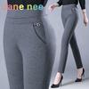 Spring Autumn Elegant High Waist Casual Stretch Slim Middle Aged Women Trousers Ladies Fashion All Match Black Gray Pencil Pants