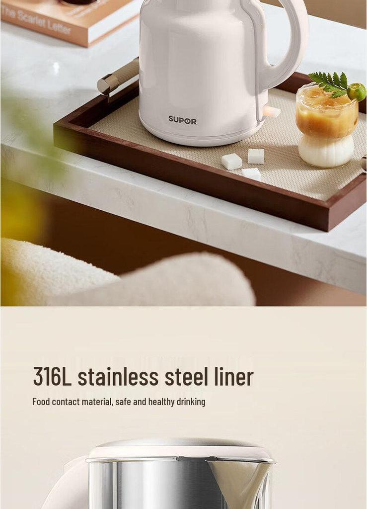Supor SW-20S86A Electric Kettle: 2L 316L Stainless Steel Large Capacity Water Heater