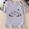 Minimalist Mountain T Shirt Nature Lover Tee Moon Mountain Graphic Tee Hiking TShirt Casual Round Neck Printed Tshirt Clothes