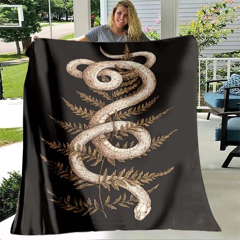 White Snake Flower Wild Animal Blanket Lightweight Comfortable Soft Warm Blanket for Bed Sofa Blanket Couch King Queen Full Size