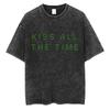 Kuss All The Time Gleicher Stil Vintage Gewaschenes T-Shirt Herren Damen Mode Hip Hop Übergroß Streetwear Männlich Lässig Baumwoll-T-Shirts