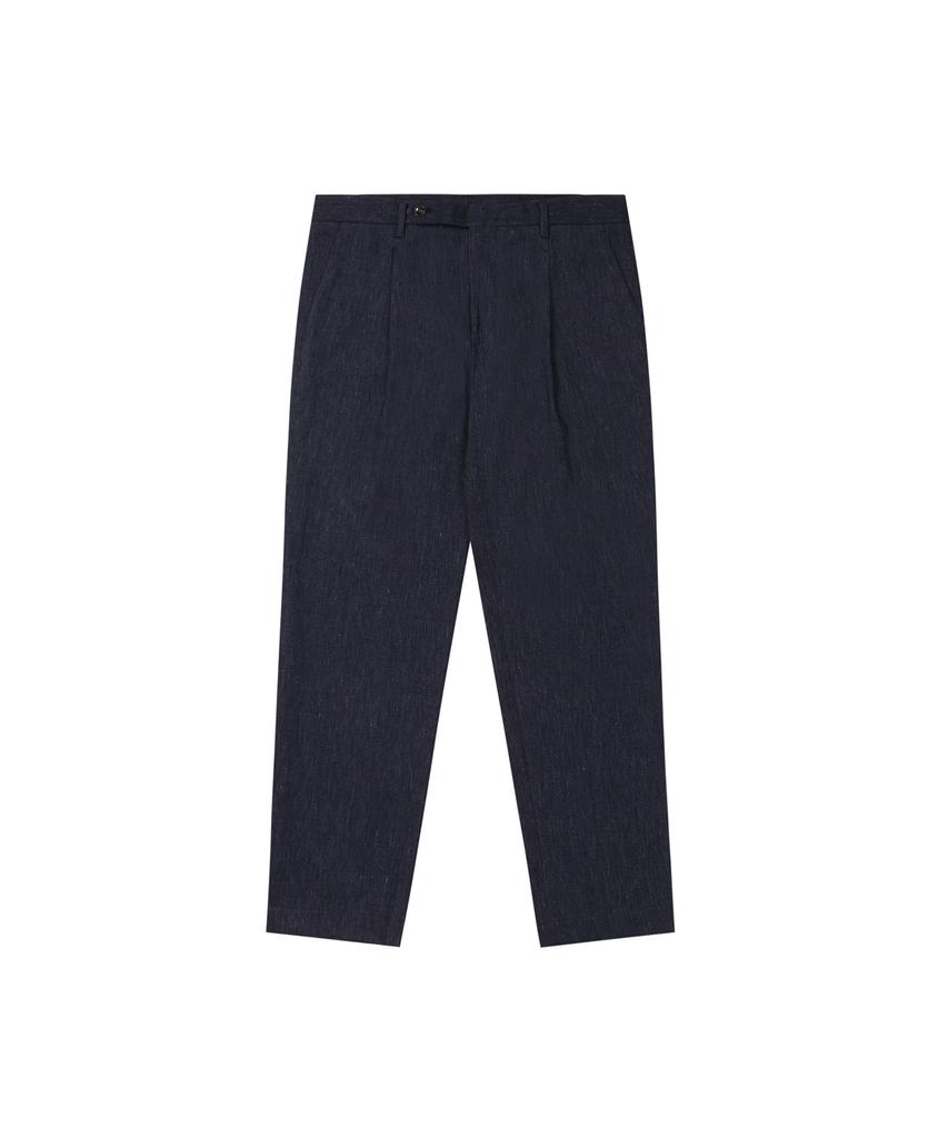 SOLEW Linen Single-Pleat Pants_Indigo Blue
