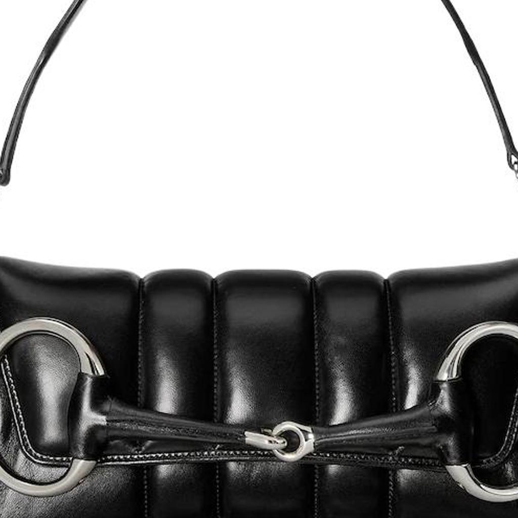 GUCCI Horsebit 1955 Leather Reproduction Shoulder Bag Shoulder Bag Clutch Womens Black