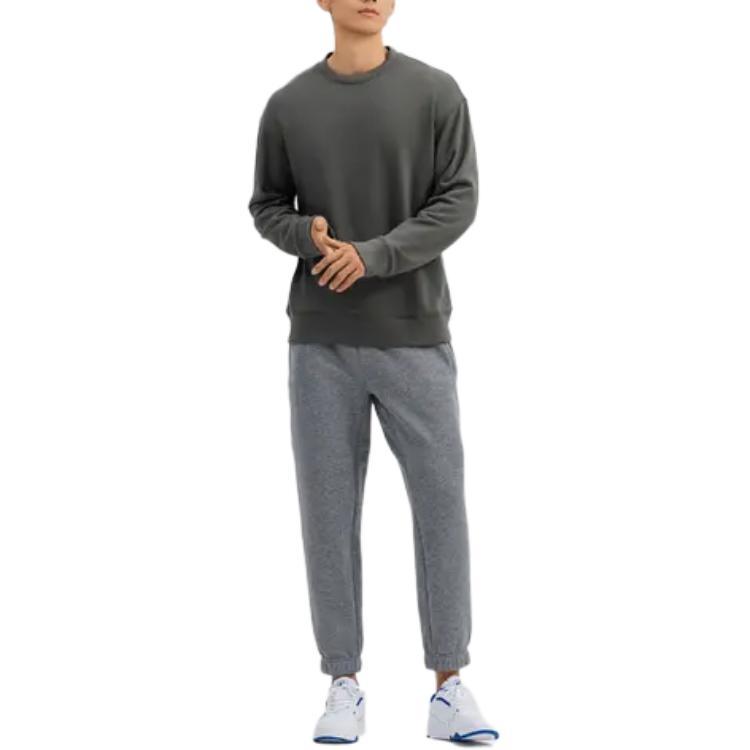 Decathlon DOMYOS CREW NECK SWEATER 500 Warm Solid Sports Sweater Men's Khaki Grey