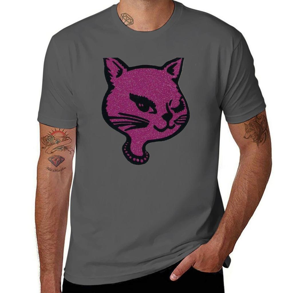 Winking Cat Pink TShirt Casual Work Wear TShirt