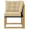 Outdoor Corner Sofa Solid Acacia Wood Frame and Textilene Fabric White