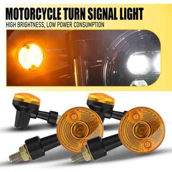 4x Black Mini Motorcycle LED Turn Signals Blinker Light For Bobber Cafe Racer