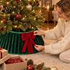 Christmas Tree Skirt Flannel Base Cover Round Wrap with Velvet Bow Decor Ornaments Stand Cover for Holiday Home Decoration Xmas