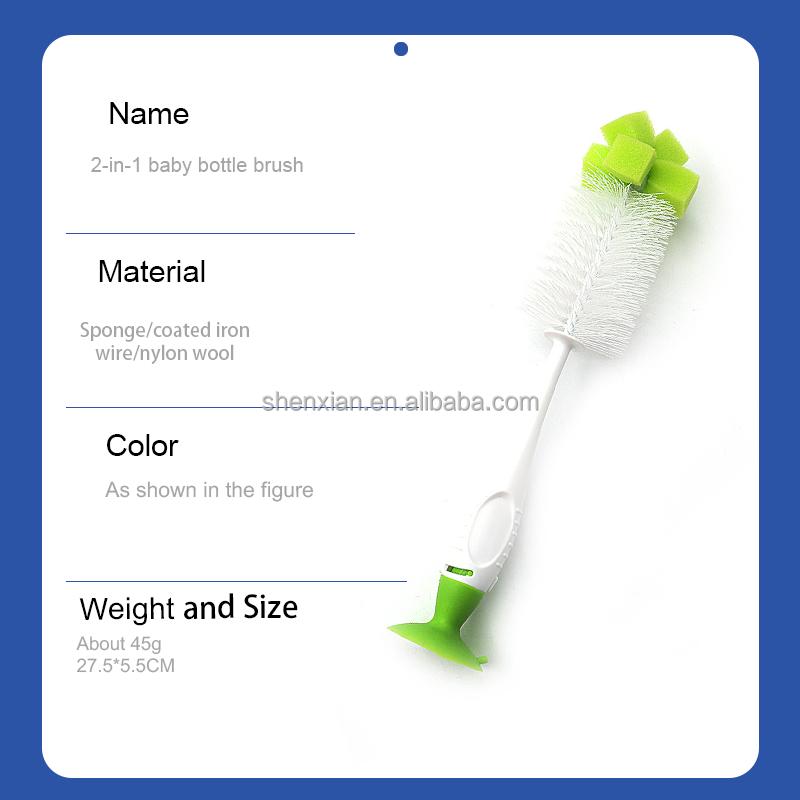 Professional Baby Bottle Brush With Long Handle Nylon Sponge for Decontamination Suction Cup