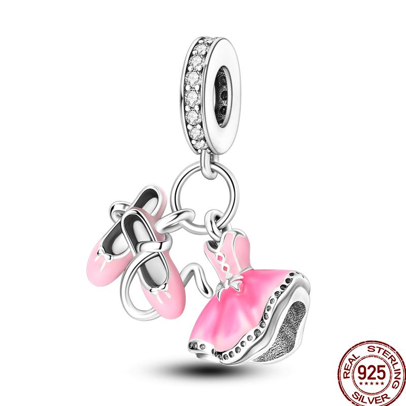 Copper Pink Puppy Flower Bird Pink Charm Beads Suitable For 3Mm Original Bracelet Diy Jewelry Gift