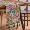 Colorful Flower Jacquard Table Runner with Tassel Kitchen Dining Table Decoration Embroidered Table Runner for Home Party Decor