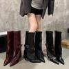 Thin Folkel Single Boots Autumn New Pointed Toe Metal Belt Buckle Anti-Slip Wear-Resistant Sleeve Tall Boots