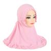 Breathable Girls Neck Shawl Crinkles Texture Solid Color Girls Muslim Hijab Soft Stretch Children Islamic Headscarf