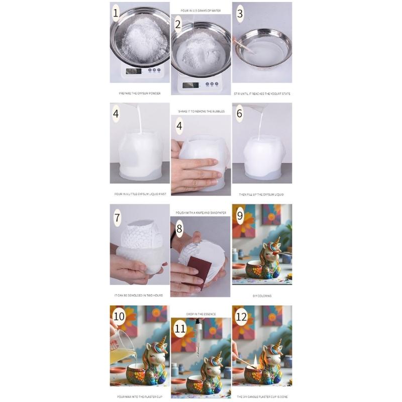 Flexible Silicone Animal Planter Mold Crafting Resin Jewelry Candle Holder Easy Demold Design Candle Cup Silicone Mold