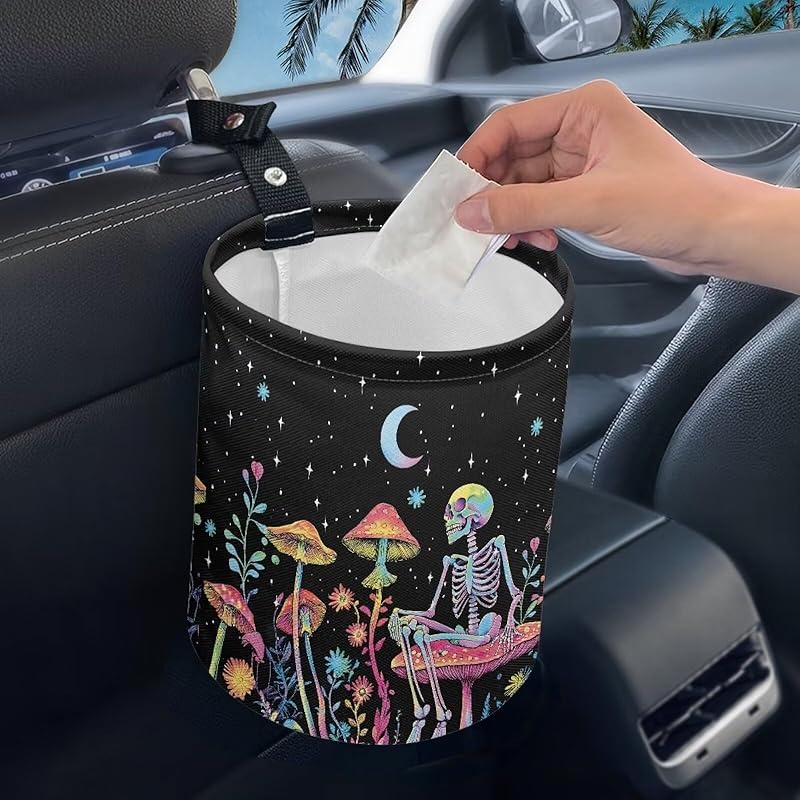 Daisy Cute Collapsible Portable Trash Can for Car Front Seat, Back Seat, Floor, Headrest Rubbish Bin