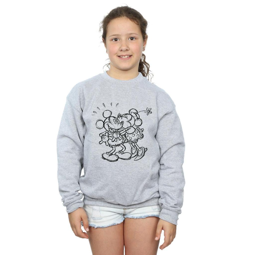 Disney Girls Mickey And Minnie Mouse Kiss Sketch Sweatshirt