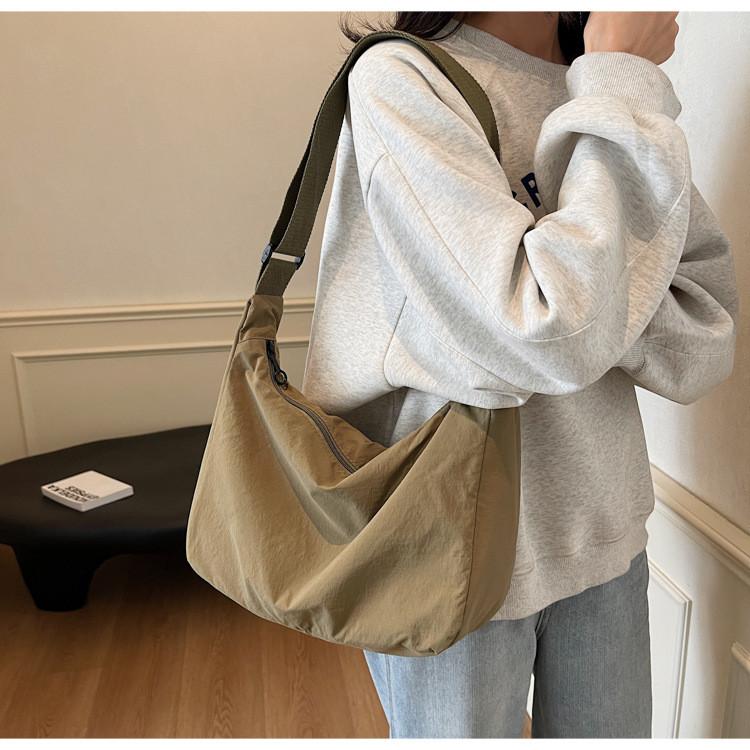 Nylon Sling Bag For Women And Girls With Large Capacity And Zipper Closure For Daily Use