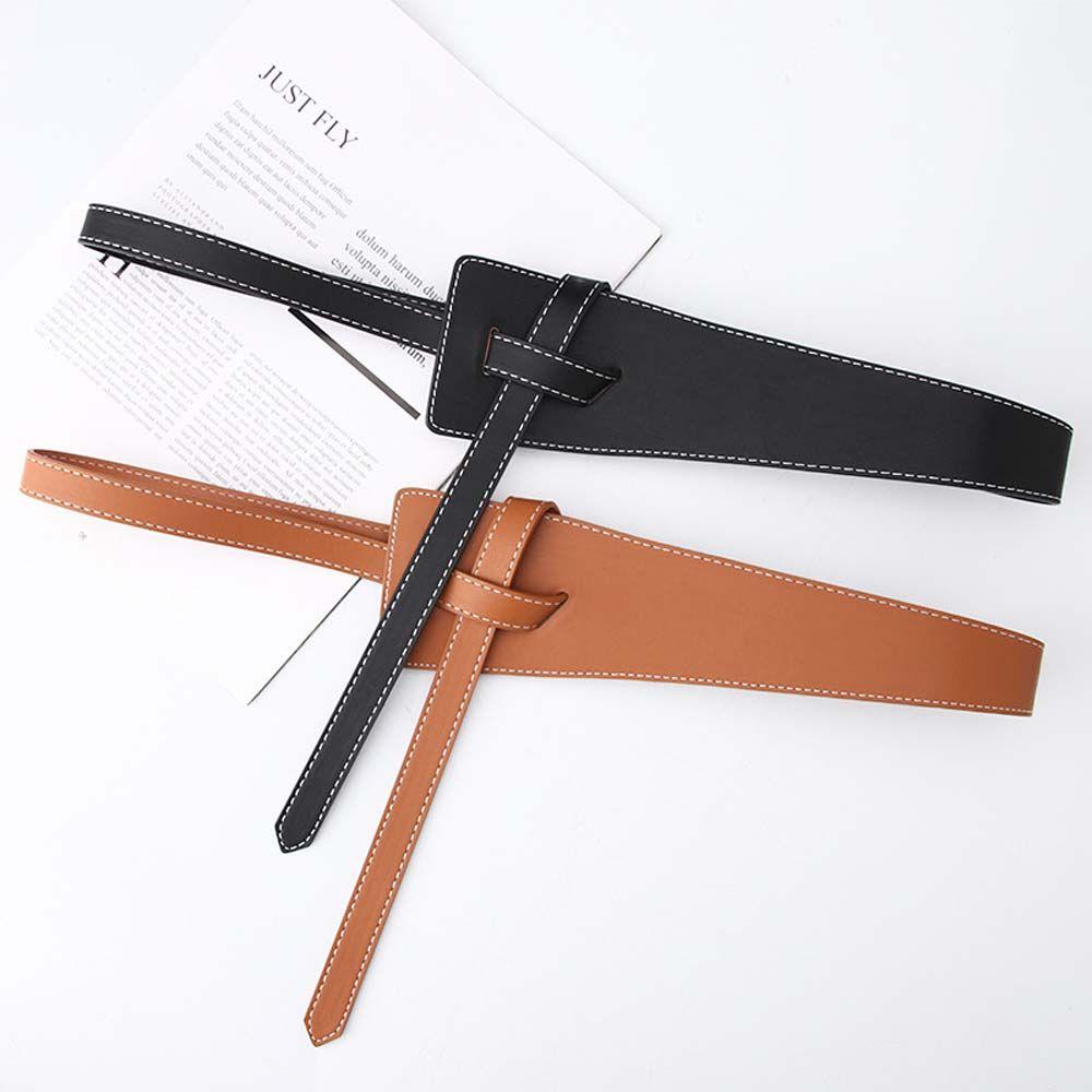 

Clothing Accessories PU Leather Cummerbund Knotted Waist Strap Women Waistbands Wide Corset Belt